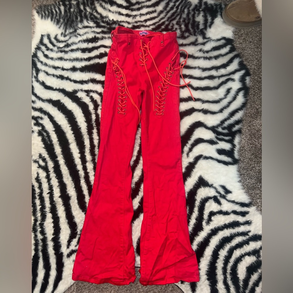Mid rise edikted lace up pants